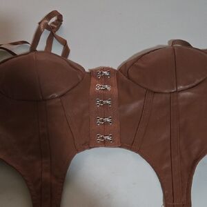 Love J Brown Crop Top with Silver Accents